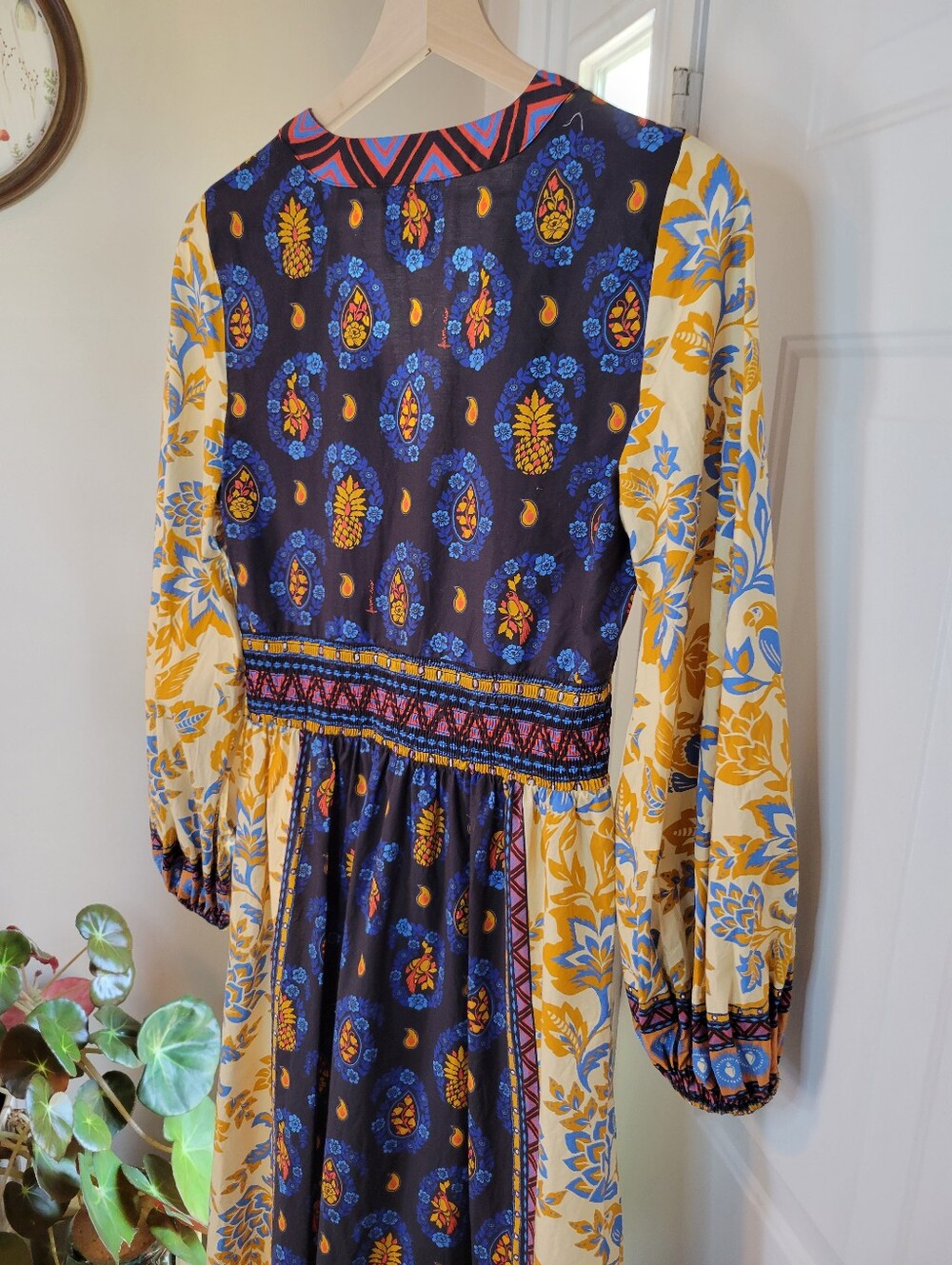 Farm Rio Long-Sleeve 100% Cotton V-Neck Printed Midi Dress, Size Womens Medium - Picture 5 of 9